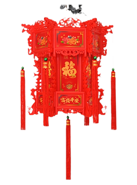 新年阳台龙灯七彩灯笼复古中式