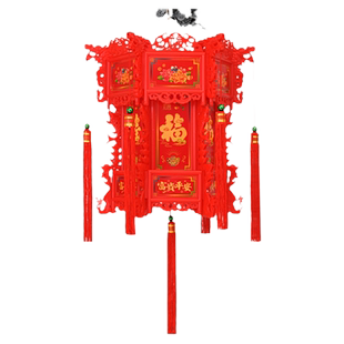 中式仿古六角龙灯 LED旋转灯笼七彩宫灯走马灯吊灯阳台新年挂饰