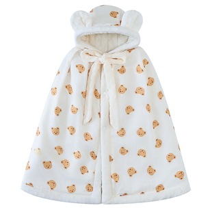 婴儿伸手披风斗篷外出冬季加厚防风加绒冬天挡风包被宝宝儿童外套