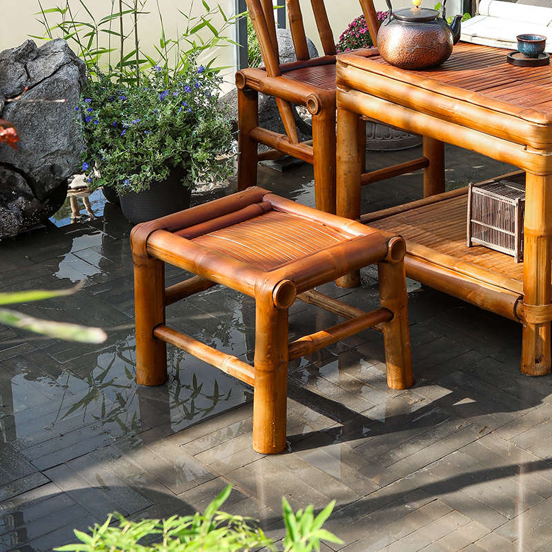 汉韵堂传统手工竹椅老式竹编休闲靠背椅子单人靠椅中国风编织凳子