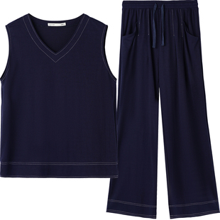 淳度【复古丹宁】新款睡衣女夏背心长裤休闲可外穿家居服薄款