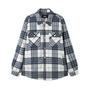 [商场同款]森马毛呢外套男冬季男士经典复古格子衬衫式含羊毛上衣