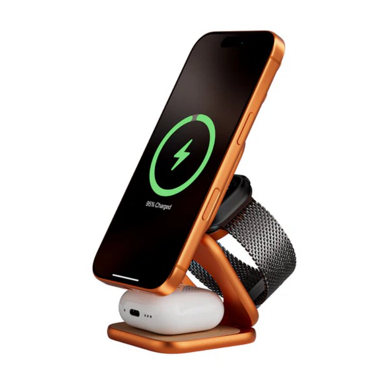 KUXIU2.2认证MagSafe三合一无线充电器25W快充适用iPhone17苹果16手机watch手表 AirPod