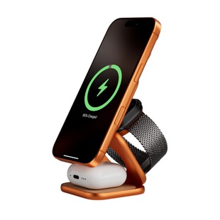 KUXIUQi2.2认证MagSafe三合一无线充电器25W快充适用iPhone17苹果16手机watch手表 AirPods Pro耳机便携迷你