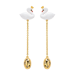 女王皇冠天鹅耳钉气质简约流苏长款耳坠耳饰耳环新款耳环女生礼物