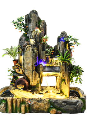 大型养鱼缸庭院门厅造景山水摆件