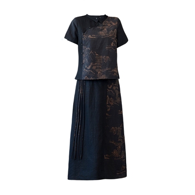 妈妈夏装洋气套装新中式国风女装