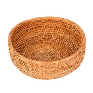 越南藤编水果篮圆形收纳筐手工编织干果盆客厅零食馒头筐家用托盘