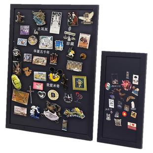 实木框小黑板冰箱贴展示板磁吸黑板化妆品收纳家用磁性挂墙式装饰板谷子磁贴置物架背景板照片墙吸铁石可定制