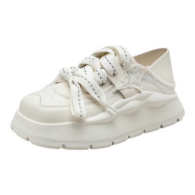 MIO圆头休闲中跟春季面包鞋