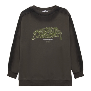 ei童装男童加绒卫衣2025冬装新中大童韩版宽松休闲保暖上衣