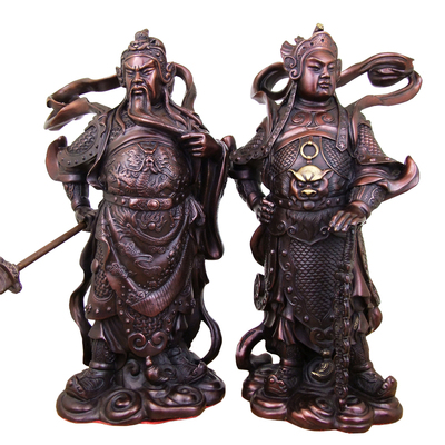 祥狮佛堂武财神摆件铜关公铜韦陀