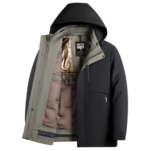啄木鸟羽绒服男款爸爸冬装外套可拆卸内胆羽绒款冬季石墨烯鹅绒服