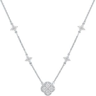 周六福四叶草项链女链坠S925银高级感小众送女友节日礼物