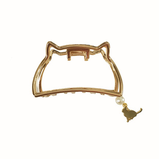 精致珍珠流苏~猫咪金属抓夹后脑勺发夹可爱发卡东大门慵懒风发饰