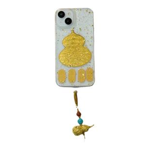 孙千同款2025新年金色葫芦挂件适用于iphone16pro手机壳苹果17国风复古14promax金箔13新中式15寓意好物11/12