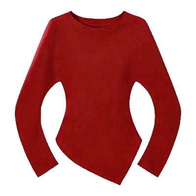 弯刀袖极简舒适圆领修身打底T恤