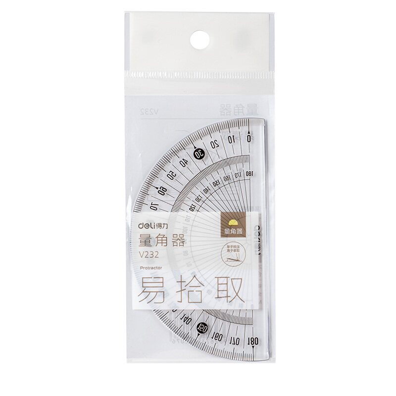 得力量角器学生用单个量角器三角板套装初中生小学生用数学几何绘图工具三角尺量角器半圆高中生大学制图绘图