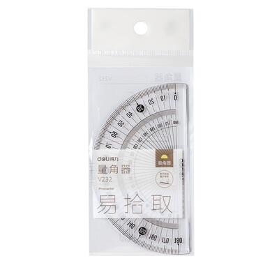 得力量角器学生用单个量角器三角板套装初中生小学生用数学几何绘图工具三角尺量角器半圆高中生大学制图绘图