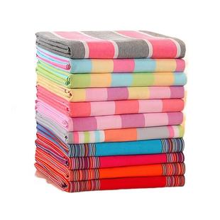 正宗老粗布枕套加厚加密加大单人枕头套条纹涤棉枕套特价一对装