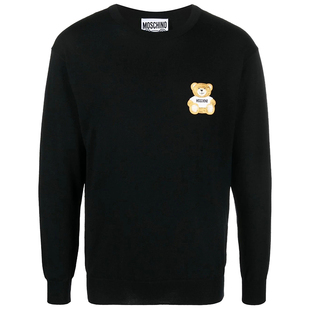 moschino/莫斯奇诺男士时尚刺绣小熊保暖纯羊毛毛衣 A0902 7000