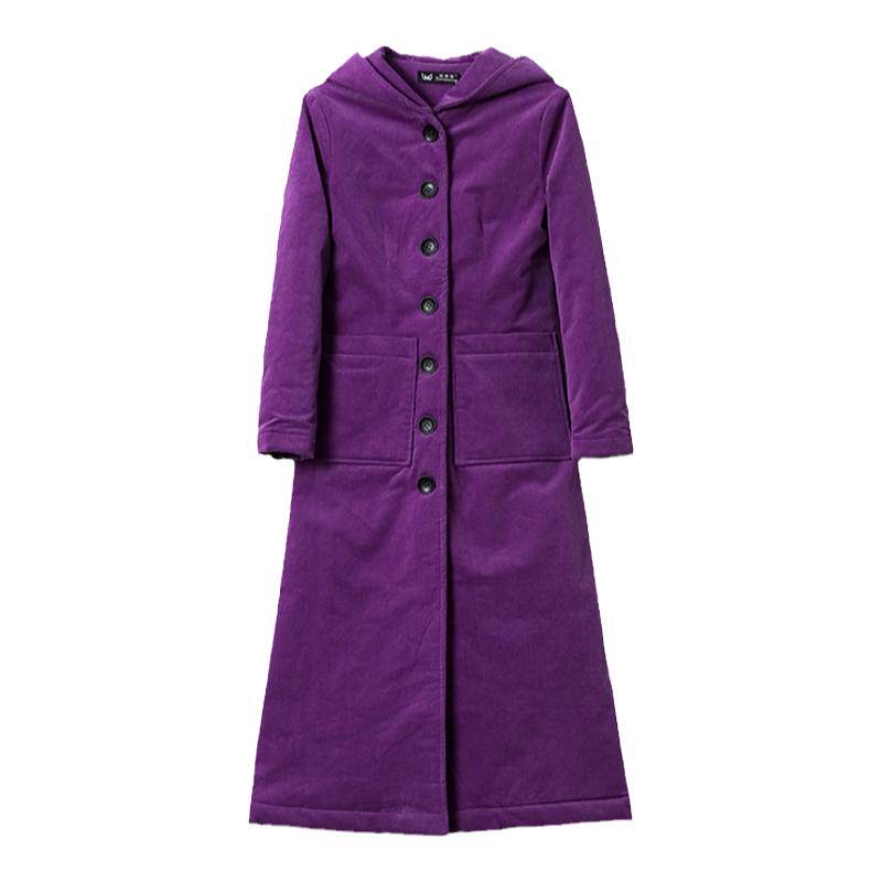 2022冬季棉衣长款带帽棉服灯芯绒