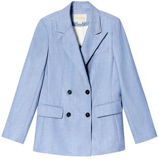 PSALTER诗篇羊毛亚麻混纺正肩直身双排扣西装外套2025春款