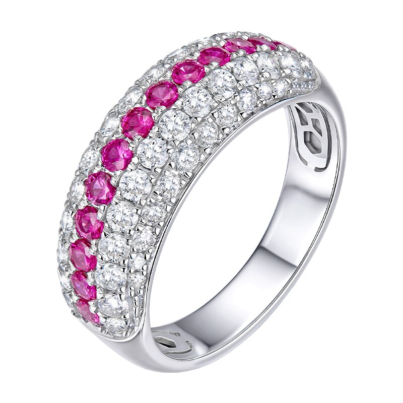 ILCO尤珂「白蔷薇」18K金天然红宝石戒指满镶钻石高级感耳饰套装