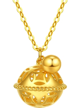 六桂福珠宝纯银铃铛项链