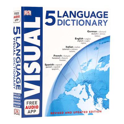 进口英文原版DK 5种语言视觉图解词典 5 Language Visual Dictionary 德语法语英语意大利西班牙语5种语言图解词典 语言学习工具书