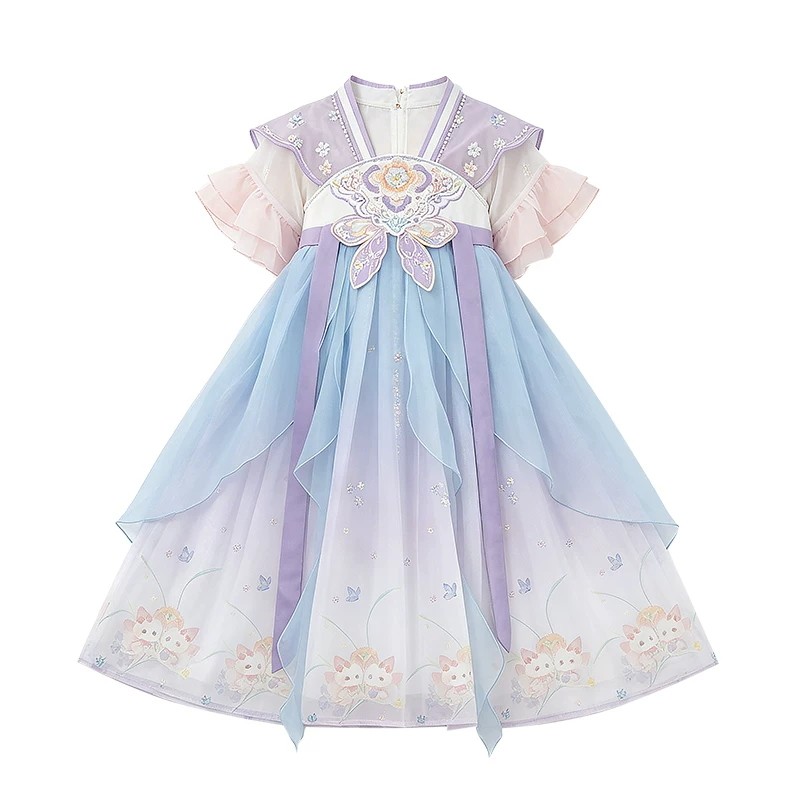 女童汉服夏季超仙紫色古装连衣裙
