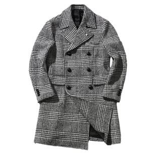 艾比路英伦复古轻奢进口英国羊毛威尔士亲王格双排扣马球大衣
