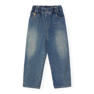 EBAER男童直筒牛仔裤2026春装新款儿童时尚阔腿裤百搭裤子老爹裤