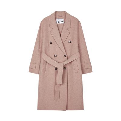 LILY绵羊毛通勤长款经典毛呢外套
