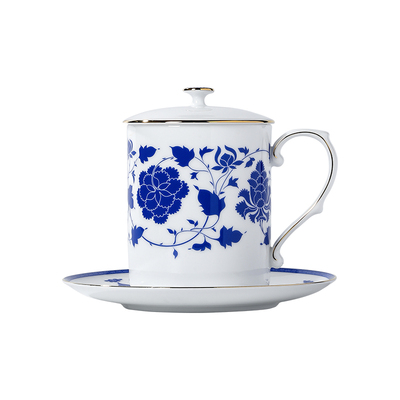 景德镇青花描金陶瓷马克杯