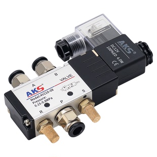 AKS气动电磁阀二位三通五通气阀换向开关4v210-08电子线圈24V220V