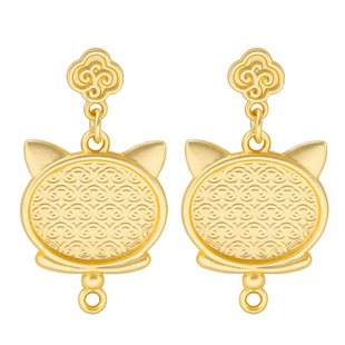 非遗宋锦diy耳钉几何图案祥云纹底托底胚耳环耳饰汉服旗袍配饰品