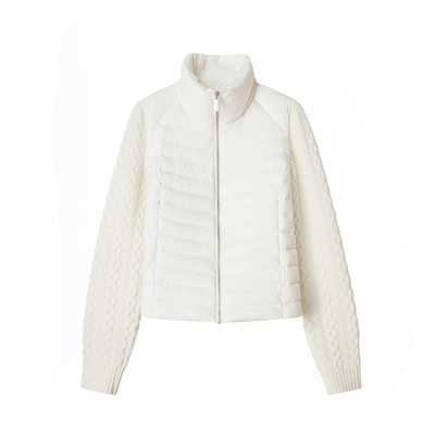 Uena白色针织拼接羽绒服外套
