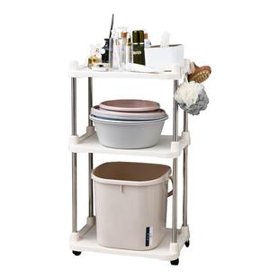 浴室置物架卫生间不锈钢脸盆架洗衣机收纳架塑料多层带轮落地桶架