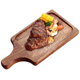 沙比利牛扒板西餐面包板牛排托盘板烤盘比萨饼板长方形橡木披萨板