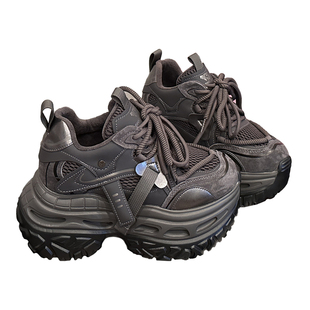 欧货10cm超厚底内增高加绒老爹鞋女鞋2025冬轻便休闲小个子运动鞋