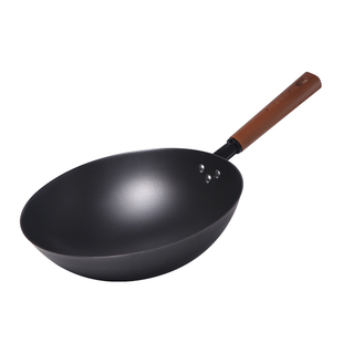 九鼎铸匠炒菜锅铸铁无涂层不易粘燃气灶专用圆底老式家用生铁锅具