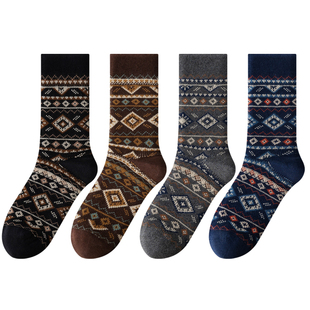 四季钟情｜纽奈袜子男士棉袜中筒袜春秋季防臭脚吸汗费尔岛长袜男