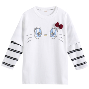 女童T恤长袖春季2026新款儿童宽松休闲纯棉百搭卡通打底衫上衣潮