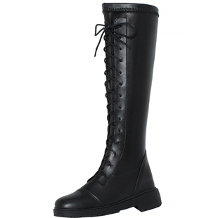 真皮长筒靴女2025秋新款加绒靴子小个子长靴内增高骑士靴高筒鞋子