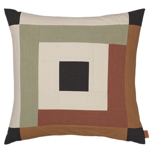 丹麦Ferm Living艺术拼色图案抱枕几何靠枕简约线条沙发卧室靠背