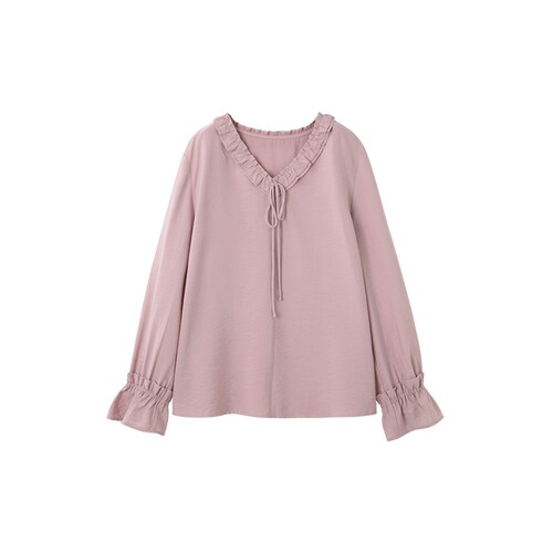 时然大码衬衫胖mm衬衣高级感轻奢减龄洋气新品V领显瘦上衣莱赛尔