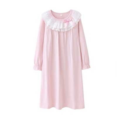 女童长款睡裙儿童长袖纯棉睡衣