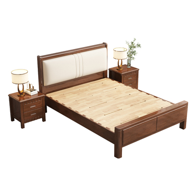 中式实木储物床单人床