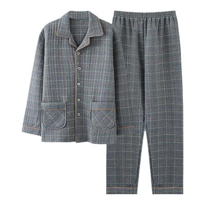 睡衣男冬季纯棉夹层空气棉家居服